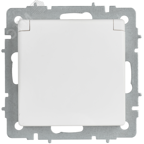 BRITE Розетка 1-местная с заземлением с защитными шторками и крышкой 16А IP20 РСбш10-3-БрАБ арктический белый IEK - фото 4