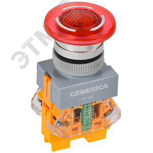 Изображение товара Кнопка D7-DS Грибок d=22мм 1з+1р пв. с п/ф кр. GENERIKA (шт)