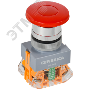 Изображение товара Кнопка D7-MS Грибок d=22мм 1з+1р с фикс. кр. GENERICA (шт)