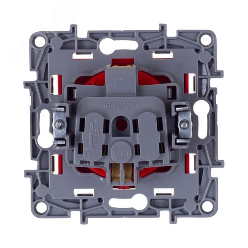 Розетка 1-местная с заземлением с защитными шторками 16А красный ETIKA - фото 5