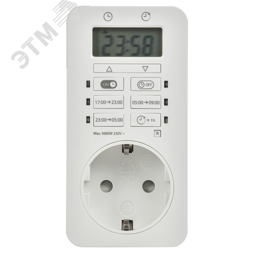 РТЭ-6 Розетка-таймер электронный 1мин 24ч 16А IP20 IEK - фото 4