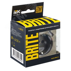 BRITE Розетка с заземлением с защитными шторками 16А с USB A+A 2,1А РЮш10-1-БрШ шампань - фото 7
