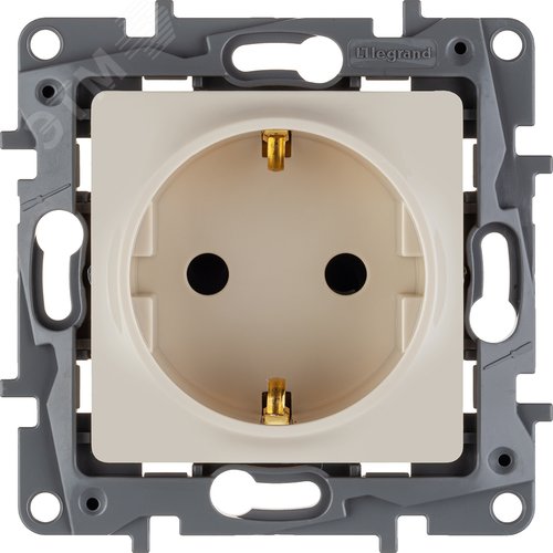 Розетка 1-местная с заземлением с защитными шторками 16А слоновая кость ETIKA - фото 4