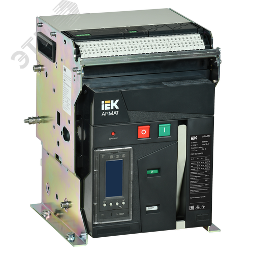 Изображение товара Выключатель автоматический воздушный стационарного исполнения 3P типоразмер B 85кА 1000А расцепитель TY с комплектом аксессуаров 220В (шт)