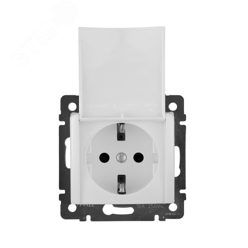 Розетка 1-местная с заземлением с защитными шторками и крышкой 16А IP20 белый VALENA - фото 7