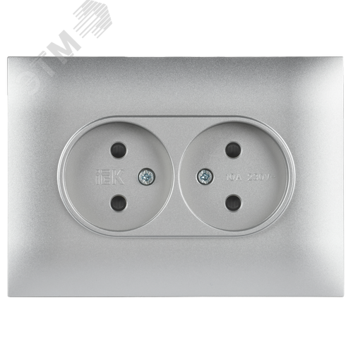 SKANDY Розетка 2-местная без заземления с защитными шторками 10А в сборе SK-R09S серебряный IEK - фото 4