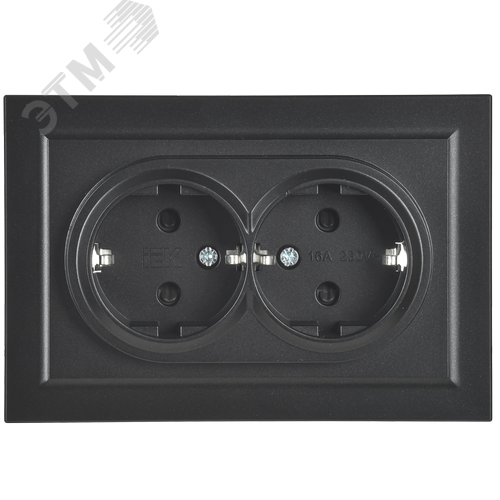 BRITE Розетка двойная с заземлением с защитными шторками 16А в сборе РСш12-3-БрЧ черный - фото 5