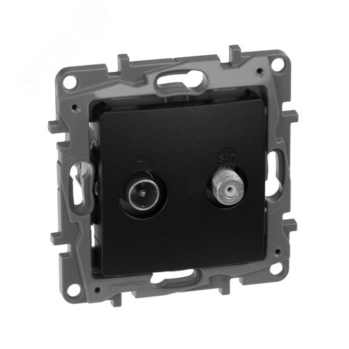 Розетка двойная TV+SAT тип звезда антрацит ETIKA - фото 1