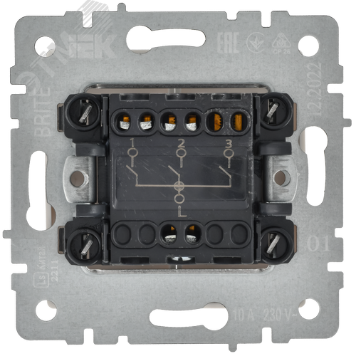 BRITE Выключатель 3-клавишный 10А ВС10-3-0-БрБ белый - фото 5