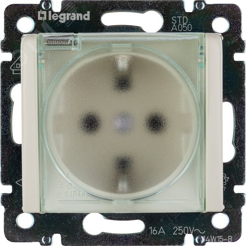 Розетка 1-местная с заземлением с защитными шторками и крышкой 16А IP44 слоновая кость VALENA - фото 9