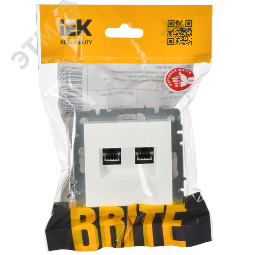 BRITE Розетка компьютерная двойная кат.5E RJ45 РК10-2-БрБ белый - фото 2