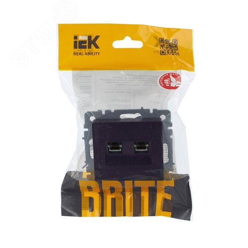 BRITE Розетка компьютерная двойная RJ45 кат.5E РК10-2-БрЧ черный - фото 2