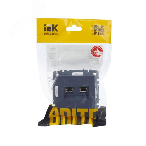 BRITE Розетка компьютерная двойная RJ45 кат.5E РК10-2-БрМ маренго - фото 2