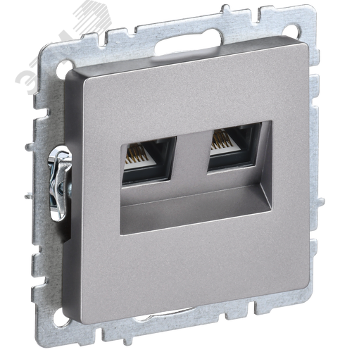 BRITE Розетка компьютерная двойная RJ45 кат.5E РК10-2-БрС сталь - фото 1