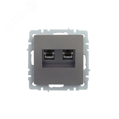 BRITE Розетка компьютерная двойная RJ45 кат.5E РК10-2-БрС сталь - фото 2