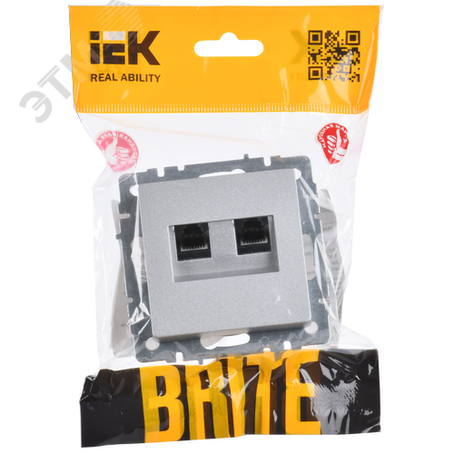 BRITE Розетка компьютерная двойная RJ45 кат.5E РК10-2-БрА алюминий - фото 2