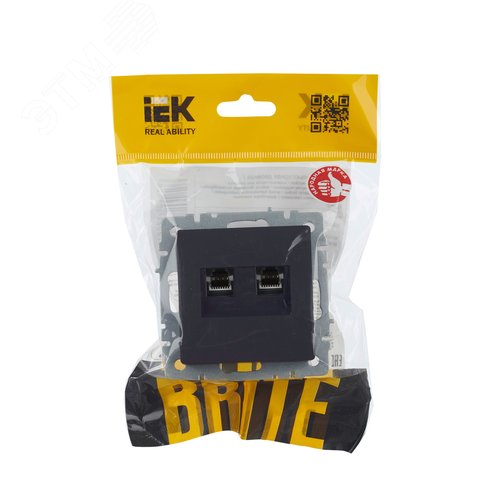 BRITE Розетка компьютерная двойная RJ45 кат.5E РК10-2-БрГ графит - фото 2