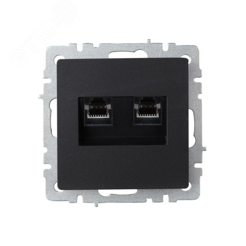 BRITE Розетка компьютерная двойная RJ45 кат.6 РК11-2-БрЧ черный IEK - фото 2
