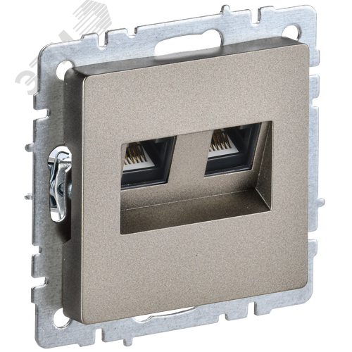 BRITE Розетка компьютерная двойная RJ45 кат.6 РК11-2-БрШ шампань IEK - фото 1