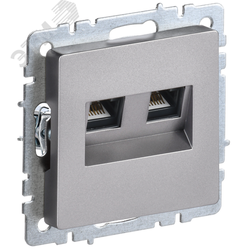 BRITE Розетка компьютерная двойная RJ45 кат.6 РК11-2-БрС сталь IEK - фото 1