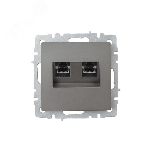 BRITE Розетка компьютерная двойная RJ45 кат.6 РК11-2-БрС сталь IEK - фото 2
