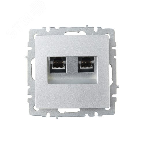 BRITE Розетка компьютерная двойная RJ45 кат.6 РК11-2-БрА алюминий IEK - фото 2