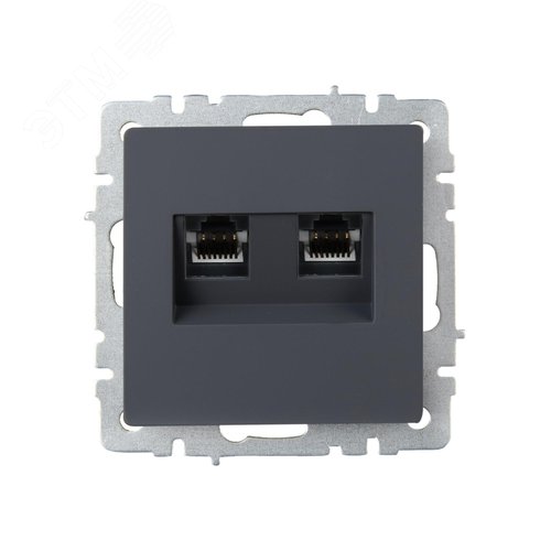 BRITE Розетка компьютерная двойная RJ45 кат.6 РК11-2-БрГ графит IEK - фото 2