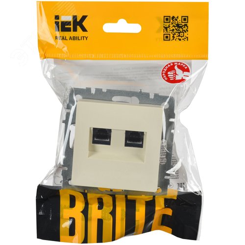 BRITE Розетка двойная RJ11+RJ45 кат.5E РК/Т12-БрКр бежевый - фото 2