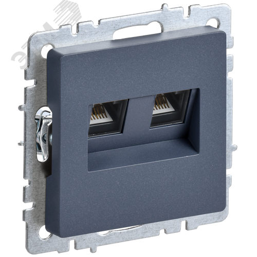 BRITE Розетка двойная RJ11+RJ45 кат.5E РК/Т12-БрМ маренго - фото 1