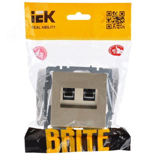 BRITE Розетка двойная RJ11+RJ45 кат.5E РК/Т12-БрШ шампань - фото 2