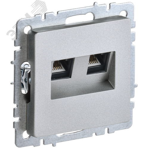 BRITE Розетка двойная RJ11+RJ45 кат.5E РК/Т12-БрА алюминий - фото 1