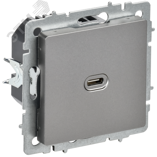 BRITE Розетка USB C 65Вт высокоскоростная зарядка РЮ12-1-БрС сталь IEK - фото 1