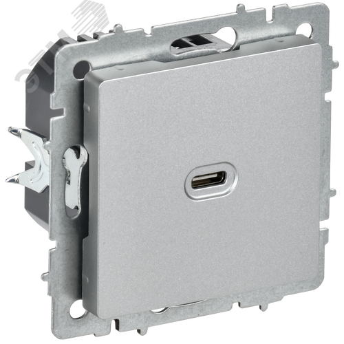 BRITE Розетка USB C 65Вт высокоскоростная зарядка РЮ12-1-БрА алюминий IEK - фото 1