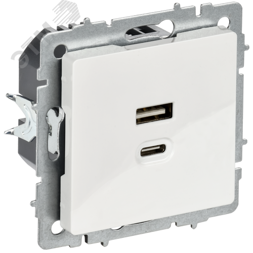 Изображение товара BRITE Розетка USB A+C 45Вт высокоскоростная зарядка РЮ11-2-БрБ белый IEK (шт)