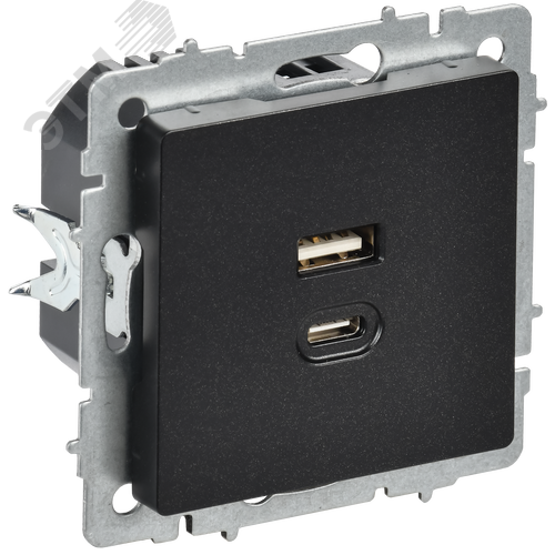 Изображение товара BRITE Розетка USB A+C 45Вт высокоскоростная зарядка РЮ11-2-БрЧ черный IEK (шт)