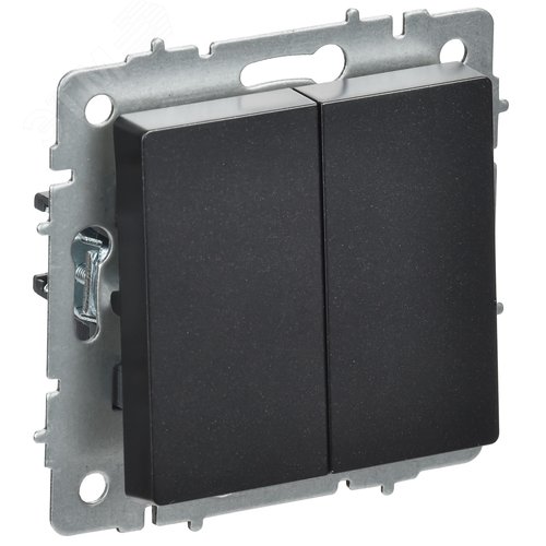 Изображение товара BRITE Выключатель 2-клавишный перекрестный 10А ВС10-2-3-БрЧ черный IEK (шт)