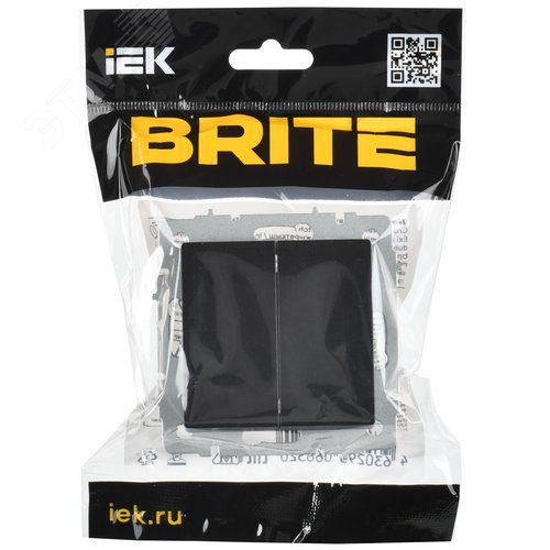 BRITE Выключатель 2-клавишный перекрестный 10А ВС10-2-3-БрЧ черный IEK - фото 6