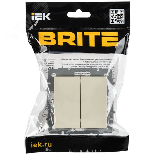 BRITE Выключатель 2-клавишный перекрестный 10А ВС10-2-3-БрКр бежевый IEK - фото 6