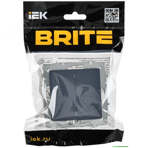 BRITE Выключатель 2-клавишный перекрестный 10А ВС10-2-3-БрМ маренго IEK - фото 6