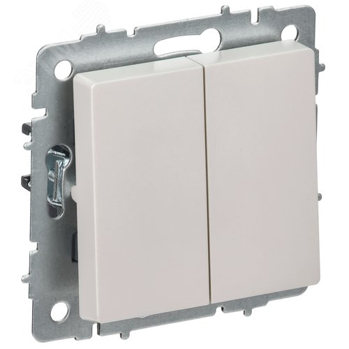 BRITE Выключатель 2-клавишный перекрестный 10А ВС10-2-3-БрЖ жемчуг IEK - фото 1