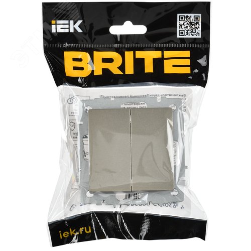 BRITE Выключатель 2-клавишный перекрестный 10А ВС10-2-3-БрШ шампань IEK - фото 6