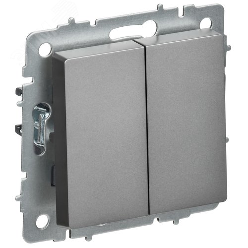 BRITE Выключатель 2-клавишный перекрестный 10А ВС10-2-3-БрС сталь IEK - фото 1