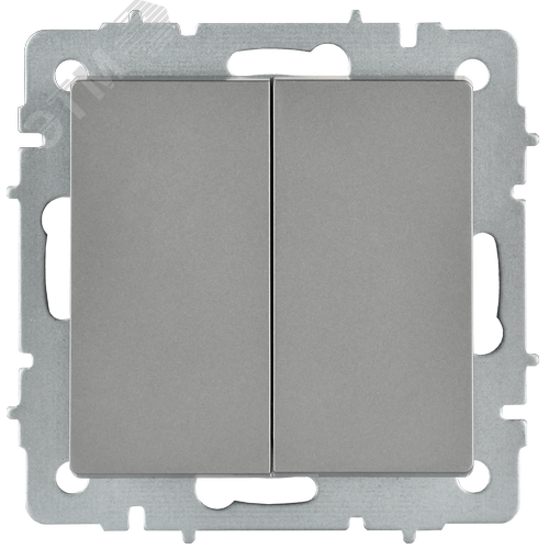BRITE Выключатель 2-клавишный перекрестный 10А ВС10-2-3-БрС сталь IEK - фото 2