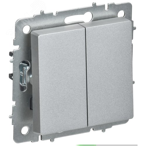 BRITE Выключатель 2-клавишный перекрестный 10А ВС10-2-3-БрА алюминий IEK - фото 1