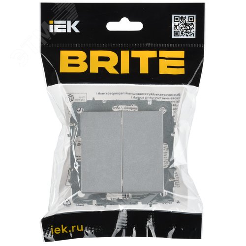 BRITE Выключатель 2-клавишный перекрестный 10А ВС10-2-3-БрА алюминий IEK - фото 6
