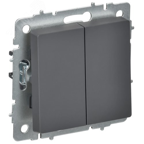 BRITE Выключатель 2-клавишный перекрестный 10А ВС10-2-3-БрГ графит IEK - фото 1