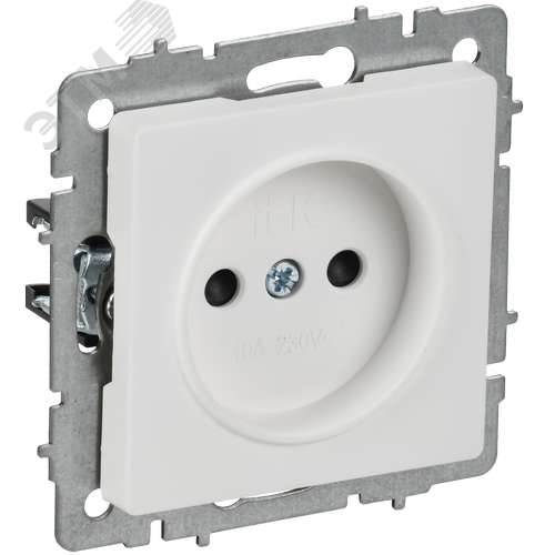 BRITE Розетка 1-местная без заземления с защитными шторками 10А РСш10-2-БрАБ арктический белый IEK - фото 1
