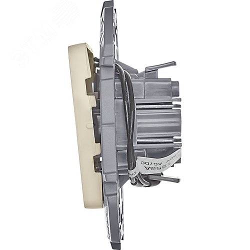 Выключатель 1-клавишный проходной с подсветкой/индикацией 10АХ безвинтовое крепление слоновая кость INSPIRIA - фото 6