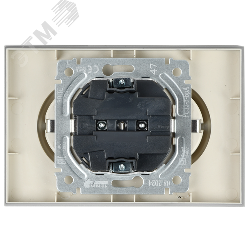 BRITE Розетка двойная с заземлением без защитных шторок 16А в сборе РС12-3-БрА алюминий - фото 5