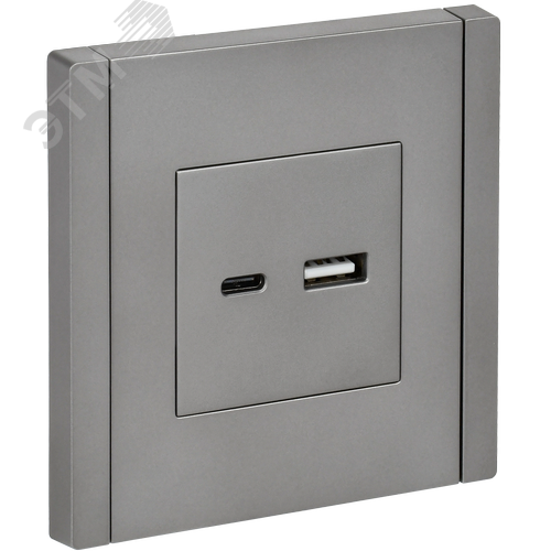 Изображение товара FORTE&PIANO Розетка USB A+C 3,1А FP550 сталь IEK (шт)